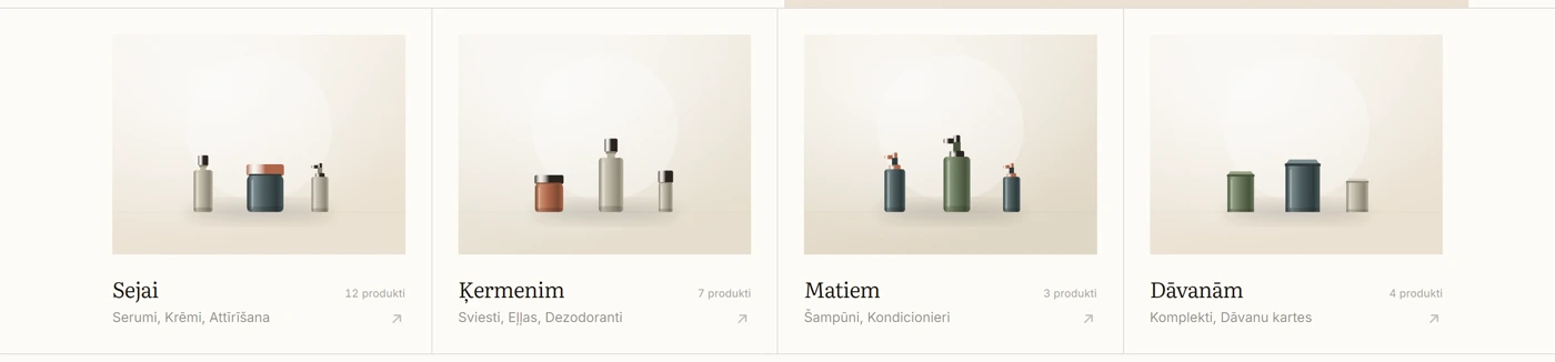 Kategoriju josla — Saknes kategorijas ar produktu skaitu un attēliem.